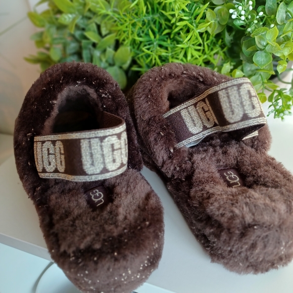 UGG Metallic Sparkle Fluff Shearling Slippers | Size 7 | NWT | Brown - Picture 4 of 11